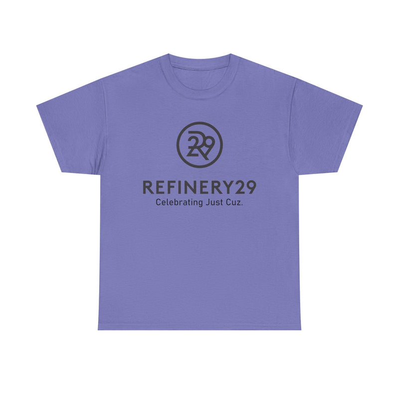 Load image into Gallery viewer, Refinery29 Celebrating Just Cuz T-Shirt Media Brand Logo Tee
