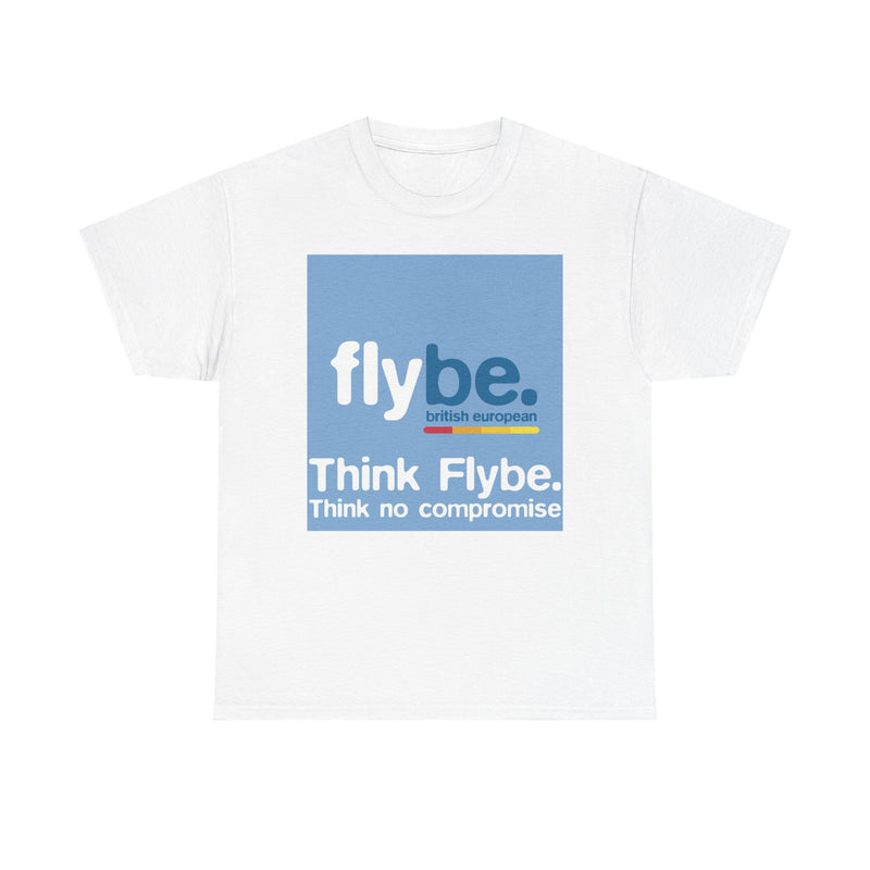 Load image into Gallery viewer, Flybe British European Think No Compromise Regional Airline Logo T-shirt
