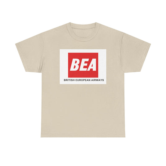 BEA British European Airways Red Square Vintage Travel Collectible T-shirt