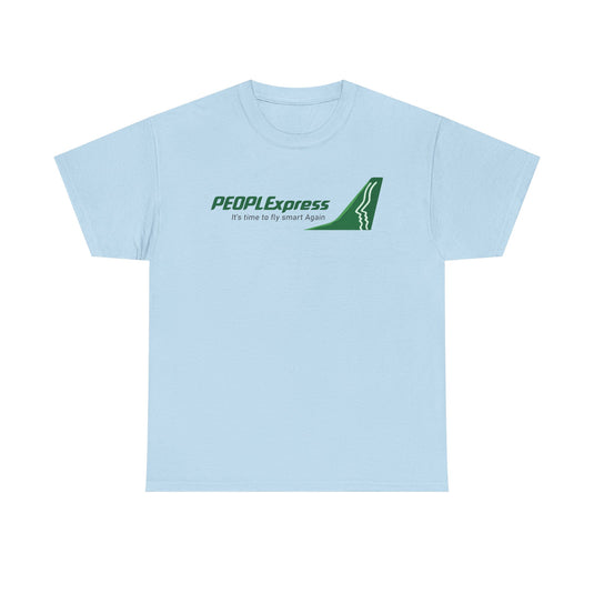PEOPLExpress Green Tail Logo Time To Fly Smart Again Airline T-shirt