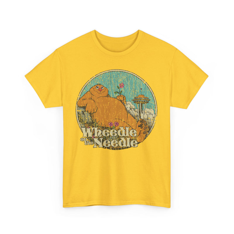 Load image into Gallery viewer, Wheedle on the Needle 1974 Seattle Washington Nostalgic Illustrated Book T-shirt
