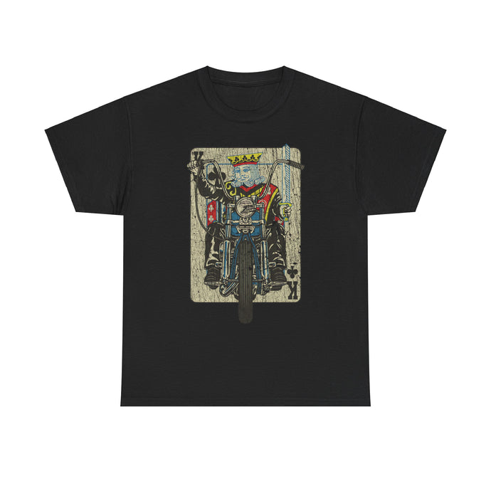 King of Clubs Playing Card Motorcycle T-shirt