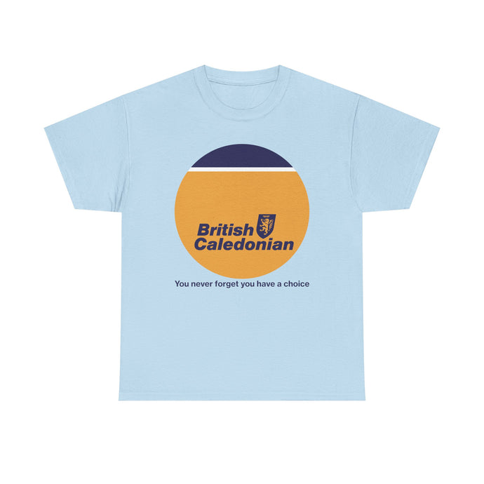 British Caledonian Yellow Circle Never Forget Choice Slogan Airline T-shirt