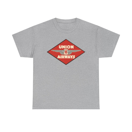 Union Airways NZ Red Diamond Winged Logo New Zealand Aviation T-shirt
