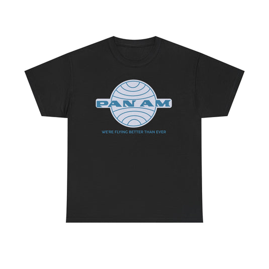 Pan Am Classic Blue Globe Logo Flying Better Than Ever T-shirt