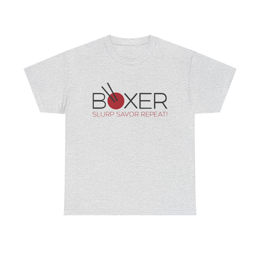 Boxer Ramen T-Shirt Defunct Restaurant Chain Slurp Savor Repeat Noodle Tee