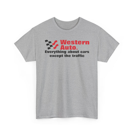 Western Auto Everything About Cars Except the Traffic Checkered Flag T-shirt