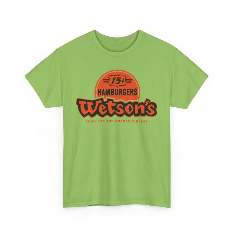 Load image into Gallery viewer, Wetson&#39;s 15¢ Hamburgers Orange Circles Vintage Logo Chain Restaurant T-Shirt
