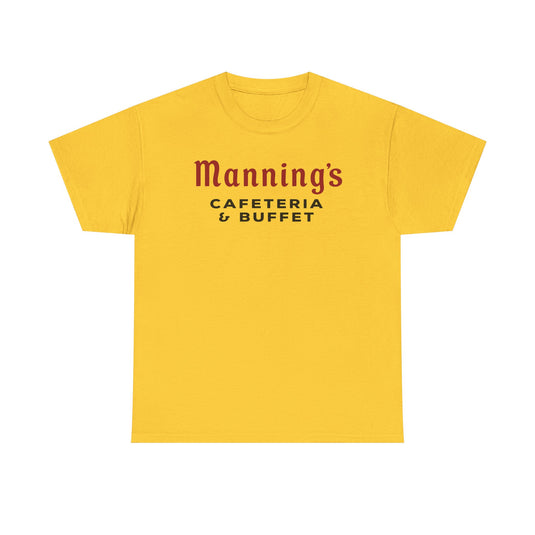 Manning's Cafeterias T-Shirt - Restaurant Industry Defunct Logo Tee
