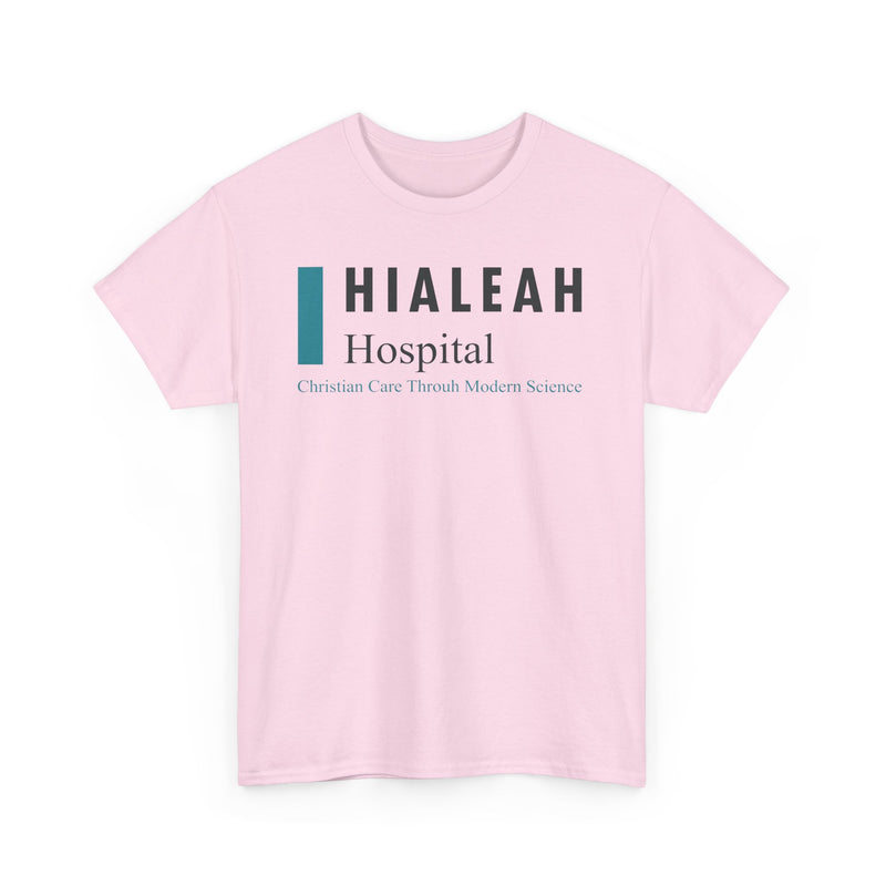 Load image into Gallery viewer, Hialeah Hospital Defunct Logo Christian Care Through Modern Science T-Shirt Medical Tee
