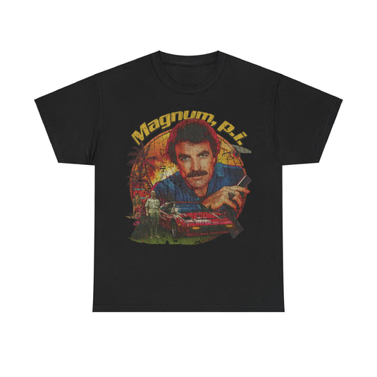 Magnum PI 1980 TV Show Distressed Print T-shirt