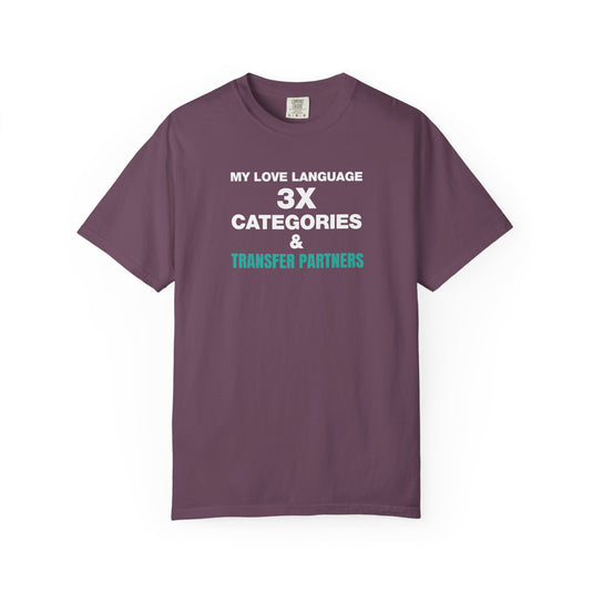Credit Card Love Language Funny Points Miles Travel Teal T-shirt