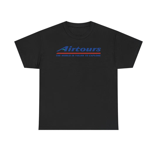 Airtours The World Is Yours To Explore Vintage Charter Airline Logo T-shirt