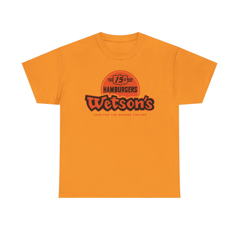 Load image into Gallery viewer, Wetson&#39;s 15¢ Hamburgers Orange Circles Vintage Logo Chain Restaurant T-Shirt
