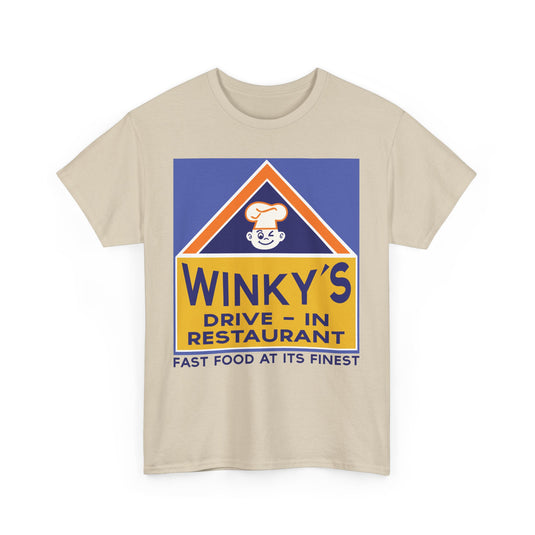 Winky's Drive-In Restaurant Fast Food Vintage Logo Chain T-Shirt