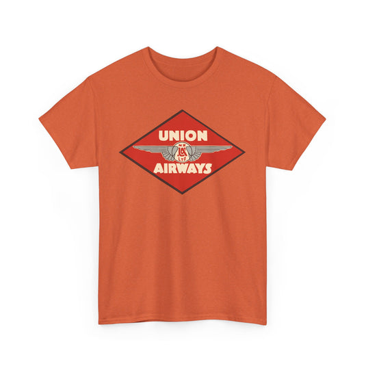 Union Airways NZ Red Diamond Winged Logo New Zealand Aviation T-shirt