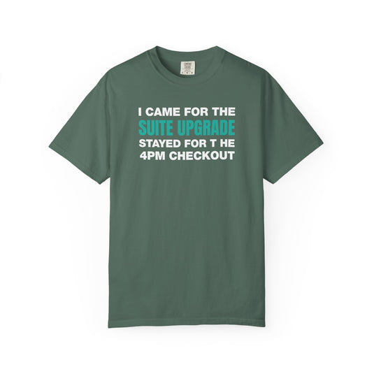 Suite Upgrade Late Checkout Credit Card Points Miles Teal T-shirt
