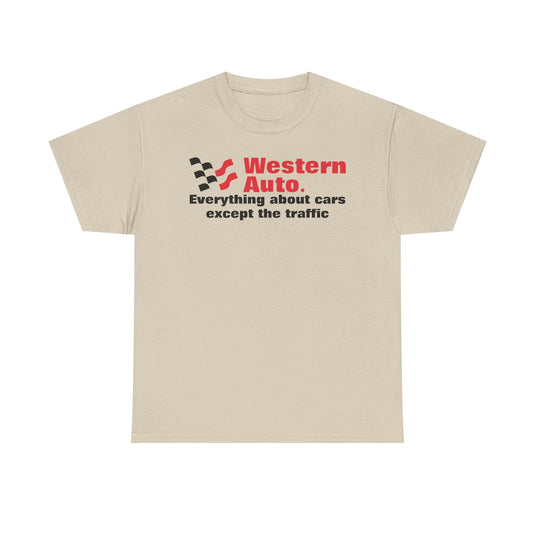 Western Auto Everything About Cars Except the Traffic Checkered Flag T-shirt