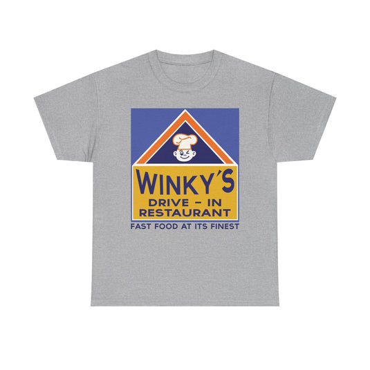 Winky's Drive-In Restaurant Fast Food Vintage Logo Chain T-Shirt