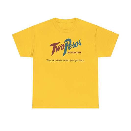 Two Pesos Mexican Cafe Vintage Restaurant Logo Chain T-Shirt