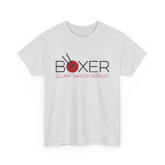 Boxer Ramen T-Shirt Defunct Restaurant Chain Slurp Savor Repeat Noodle Tee