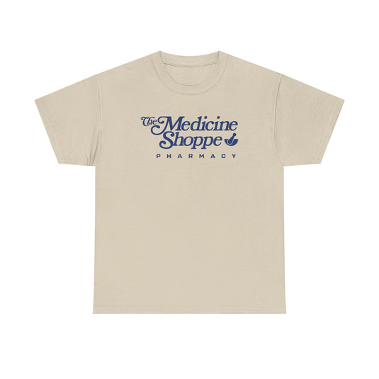 Medicine Shoppe Pharmacy T-Shirt Defunct Drugstore Bankrupt Logo Tee