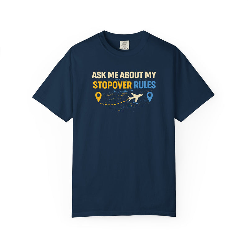 Load image into Gallery viewer, Stopover Rules Funny Credit Card Points Miles Travel T-shirt
