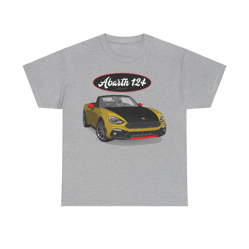 Load image into Gallery viewer, Fiat 124 Spider Arbarth Giallo Car Nostalgic Retro T-shirt
