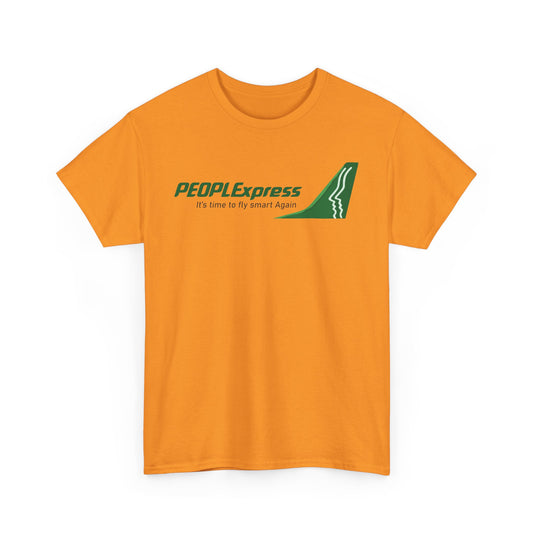 PEOPLExpress Green Tail Logo Time To Fly Smart Again Airline T-shirt