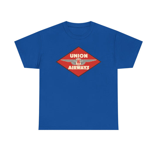 Union Airways NZ Red Diamond Winged Logo New Zealand Aviation T-shirt