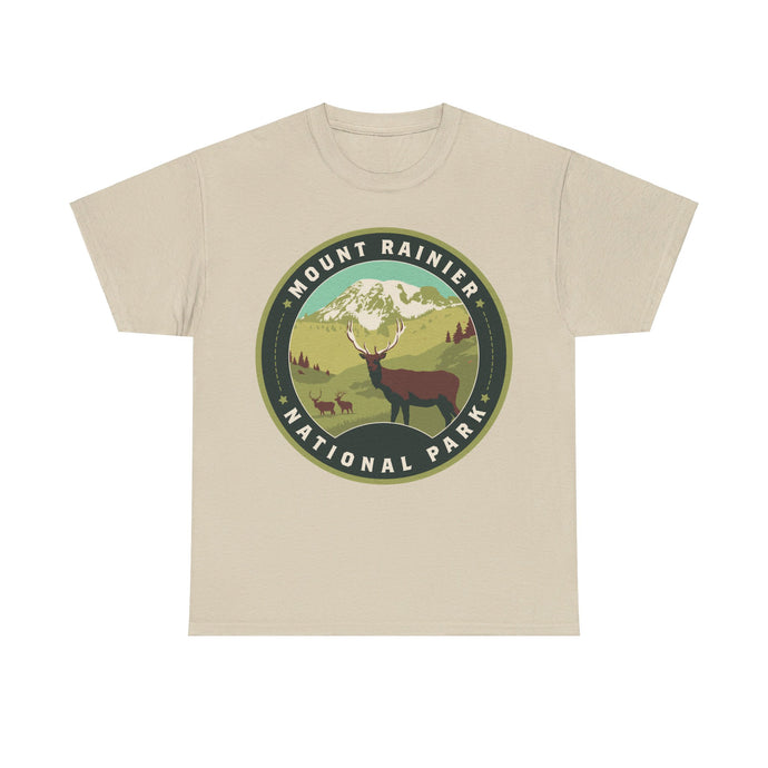 Mount Rainier National Park Washington Round Logo T-shirt