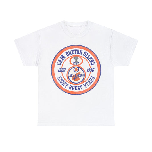 Cape Breton Oilers 8 Great Years Hockey Team Logo T-shirt