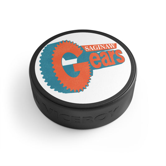 Saginaw Gears Nostalgic Logo Hockey Puck