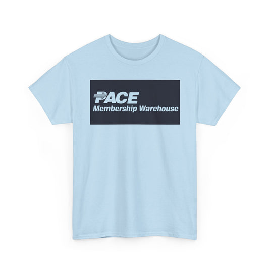 PACE Membership Warehouse Club Navy Blue Logo Bulk Shopping Nostalgic T-shirt
