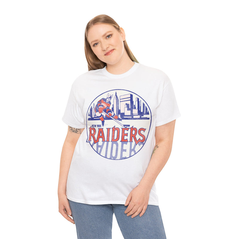 Load image into Gallery viewer, New York Raiders Logo Nostalgic Hockey T-shirt
