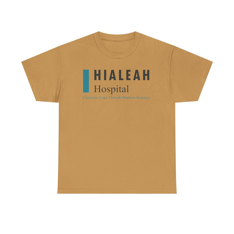 Load image into Gallery viewer, Hialeah Hospital Defunct Logo Christian Care Through Modern Science T-Shirt Medical Tee
