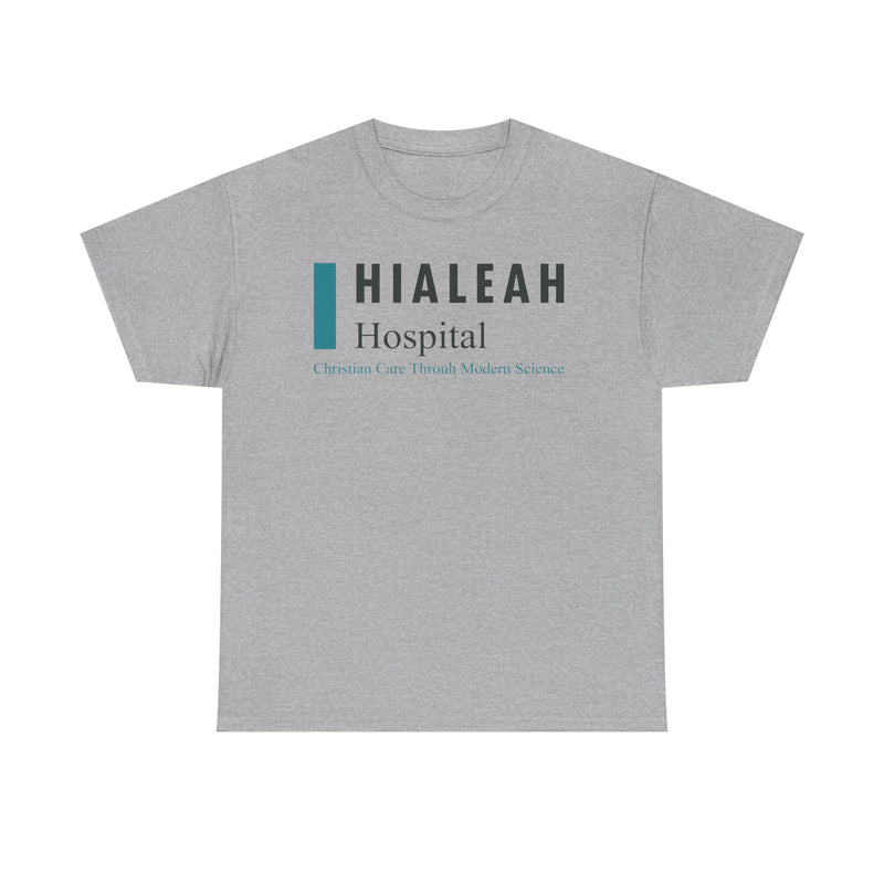 Load image into Gallery viewer, Hialeah Hospital Defunct Logo Christian Care Through Modern Science T-Shirt Medical Tee
