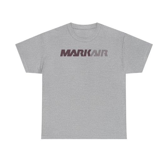 Mark Air Burgundy Striped Logo Alaska Regional Airline Vintage T-shirt