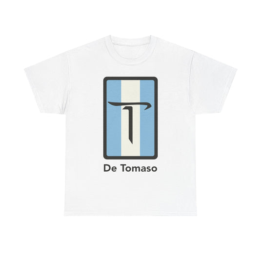 De Tomaso Italian Sports Car Manufacturer Blue Stripe T-shirt