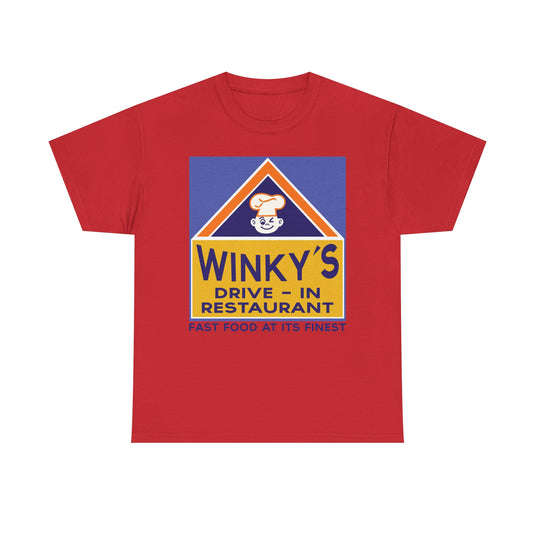 Winky's Drive-In Restaurant Fast Food Vintage Logo Chain T-Shirt