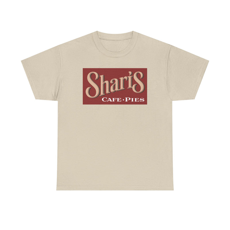 Load image into Gallery viewer, Sharis Cafe Pies T-Shirt - Restaurant Industry Defunct Logo Tee
