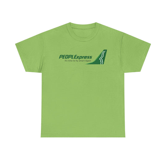 PEOPLExpress Green Tail Logo Time To Fly Smart Again Airline T-shirt