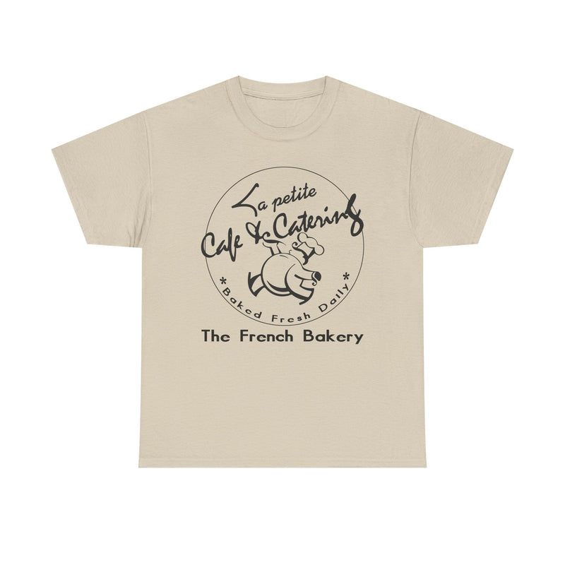 Load image into Gallery viewer, La Petite Cafe &amp; Catering French Bakery Vintage Logo Classic Food T-Shirt
