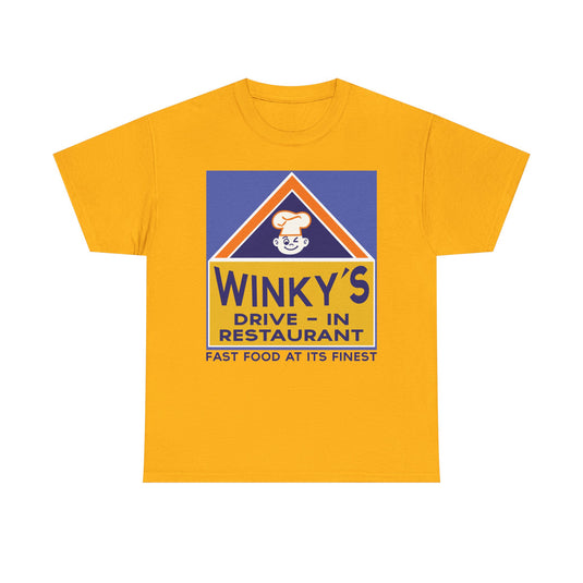 Winky's Drive-In Restaurant Fast Food Vintage Logo Chain T-Shirt