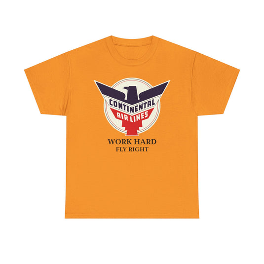 Continental Airlines Red White Blue Eagle Work Hard Fly Right T-shirt