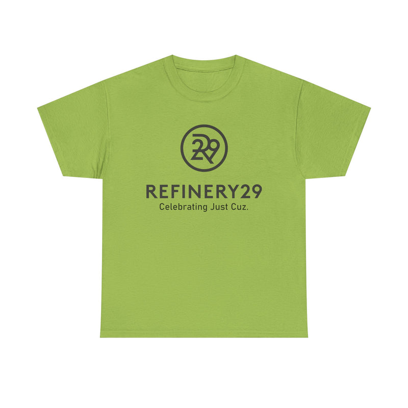 Load image into Gallery viewer, Refinery29 Celebrating Just Cuz T-Shirt Media Brand Logo Tee
