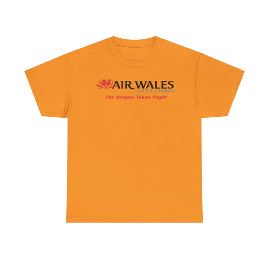 Air Wales The Dragon Takes Flight Vintage Welsh Airline Logo Aviation T-shirt