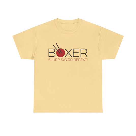 Boxer Ramen T-Shirt Defunct Restaurant Chain Slurp Savor Repeat Noodle Tee