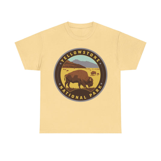 Yellowstone National Park Idaho Montana Wyoming Round Logo T-shirt