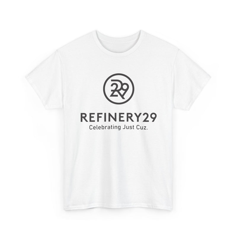 Load image into Gallery viewer, Refinery29 Celebrating Just Cuz T-Shirt Media Brand Logo Tee
